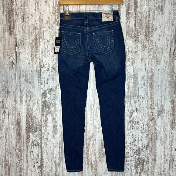 True Religion Jennie Curvy Mid Rise Super Skinny SN NO Flap Dark Wash Jean Sz 29 - Picture 3 of 14